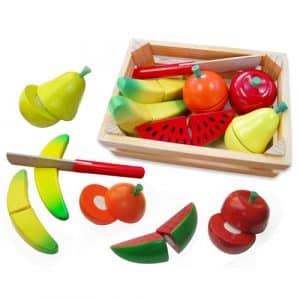 Wooden Cut and Peel 13pc Fruit Crate