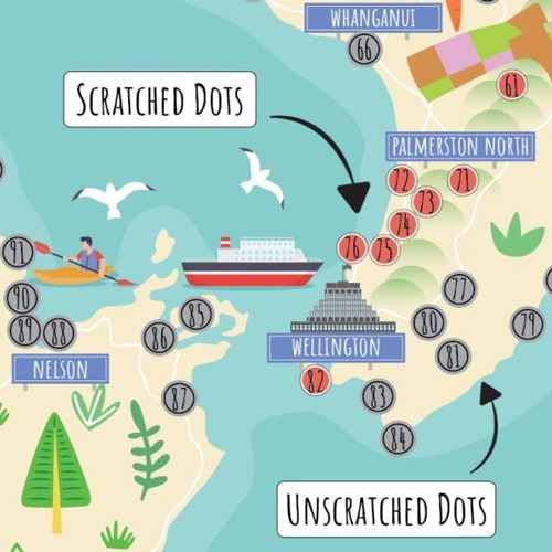 New Zealand Original Scratch Map dots