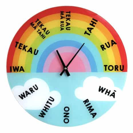 Te Reo Māori Glass Rainbow Clock