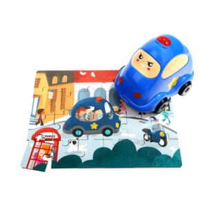 Police Wooden Puzzle with Toy Storage