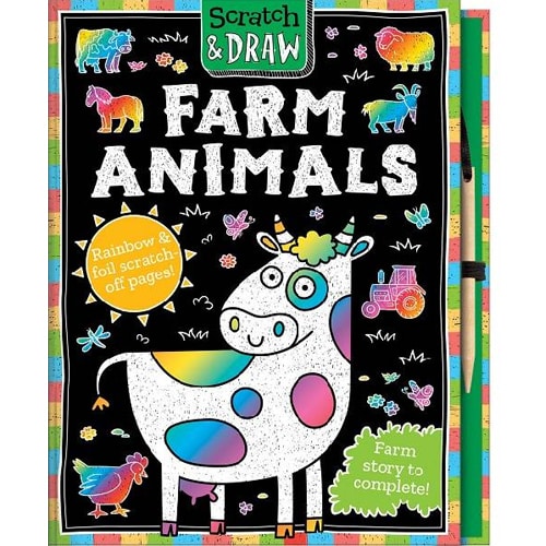 scratch and draw farm animals book